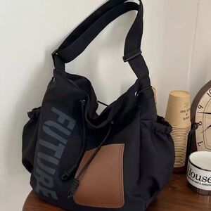 SHEIN Black Tote Bag with Brown Accent